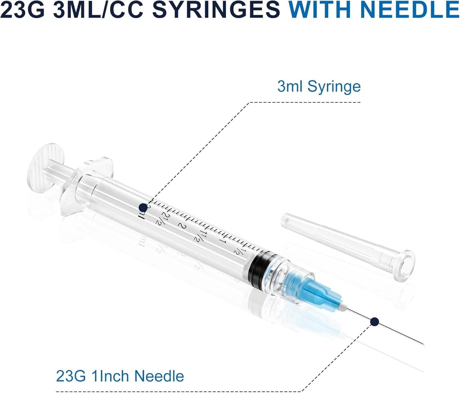 Professional 3ml Syringes with Luer Lock – 23G 1″