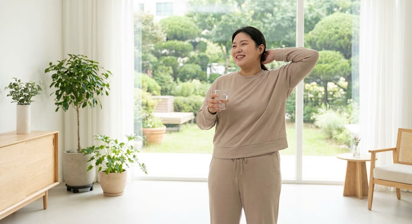 Person looking energetic and vibrant in a modern wellness setting