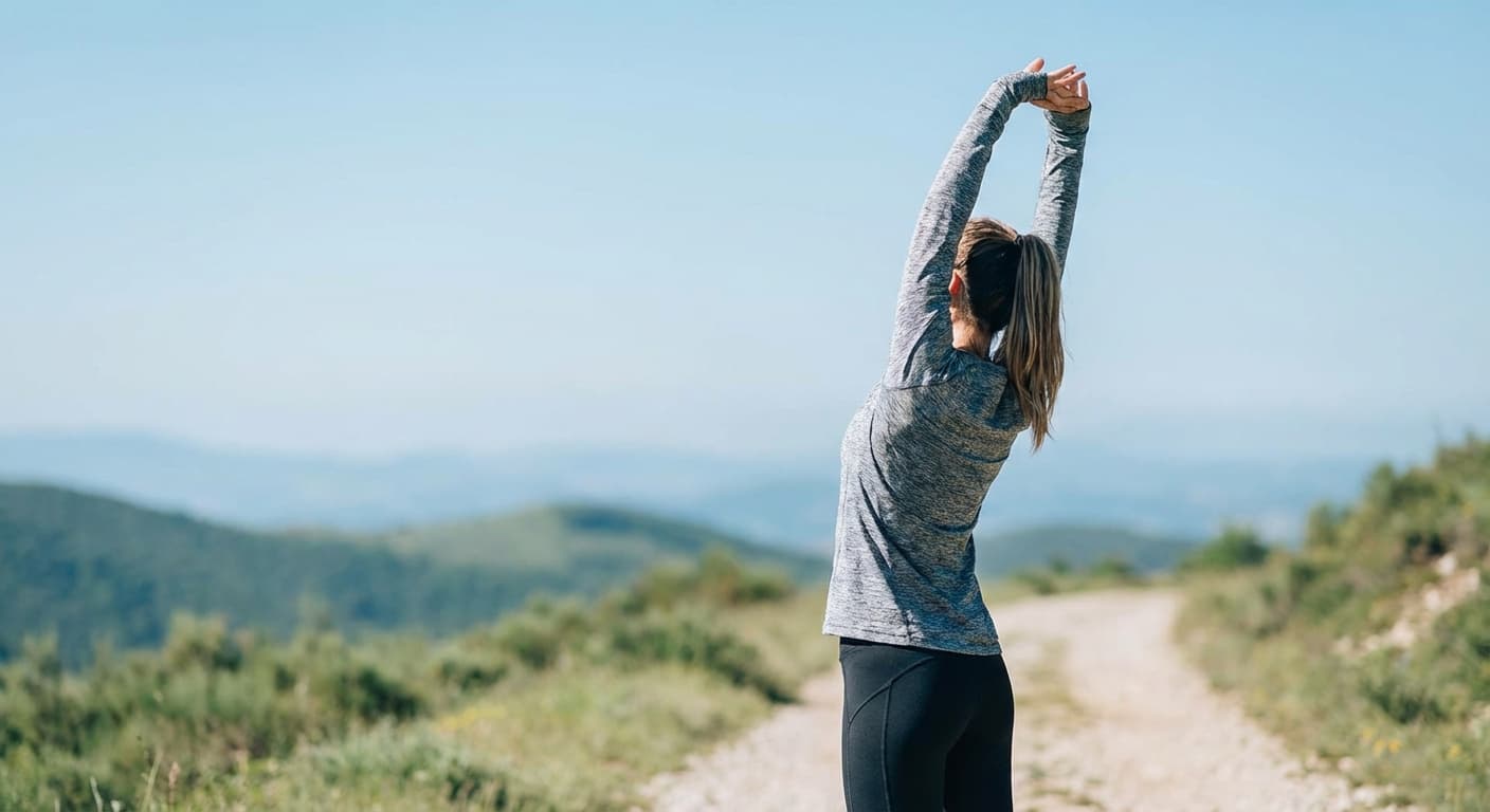Person exercising outdoors with clear blue sky, showing improved breathing and vitality